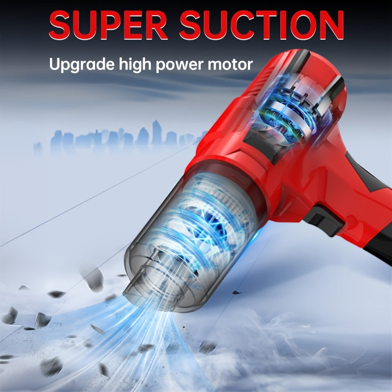 Kuchli so'rish qobiliyatiga ega, simsiz brushless motorli portativ mini qo'l vakuum tozalagich. Tozalash, changni puflash, kichik narsalarni shishirish uchun yuqori quvvatli USB orqali zaryadlanadigan, turli xil qo'shimchalar bilan.