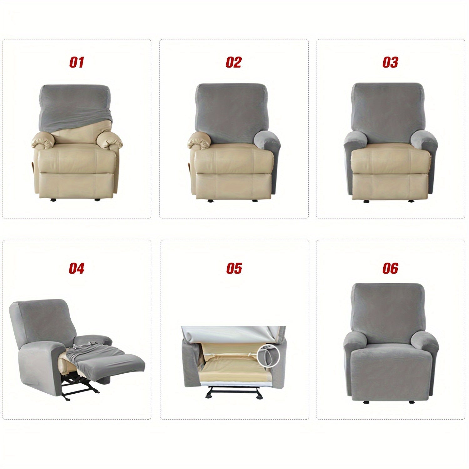Waterproof Stretchable Recliner Chair Cover Set of 4 All Seasons Skin-Friendly Machine Washable