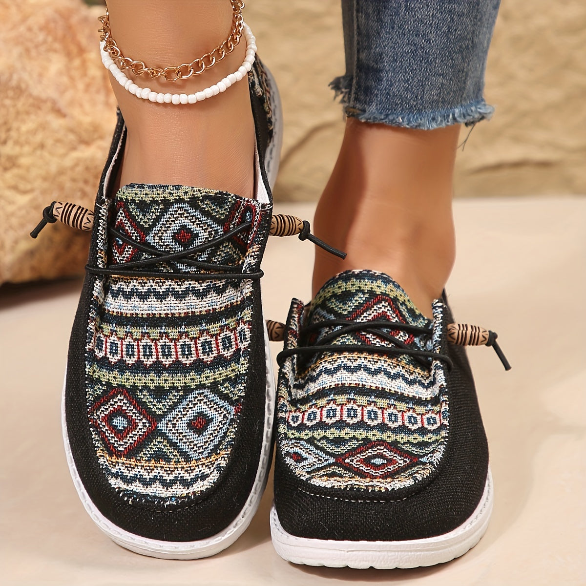 Women's Ethnic Casual Loafers Outdoor Comfortable Oversized Shoes