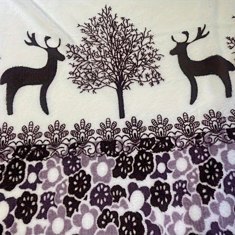 Flower Print Flannel Blanket Soft Warm Throw for Couch Bed Camping