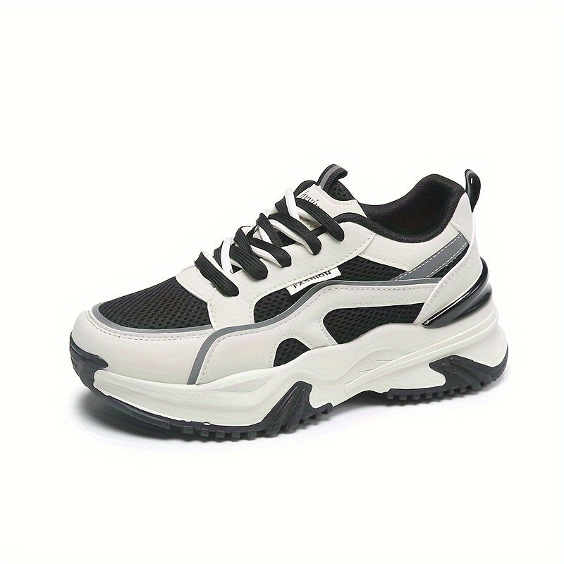 Women's Fashion Contrasting Sneakers Casual Sports Shoes Breathable Chunky Sole