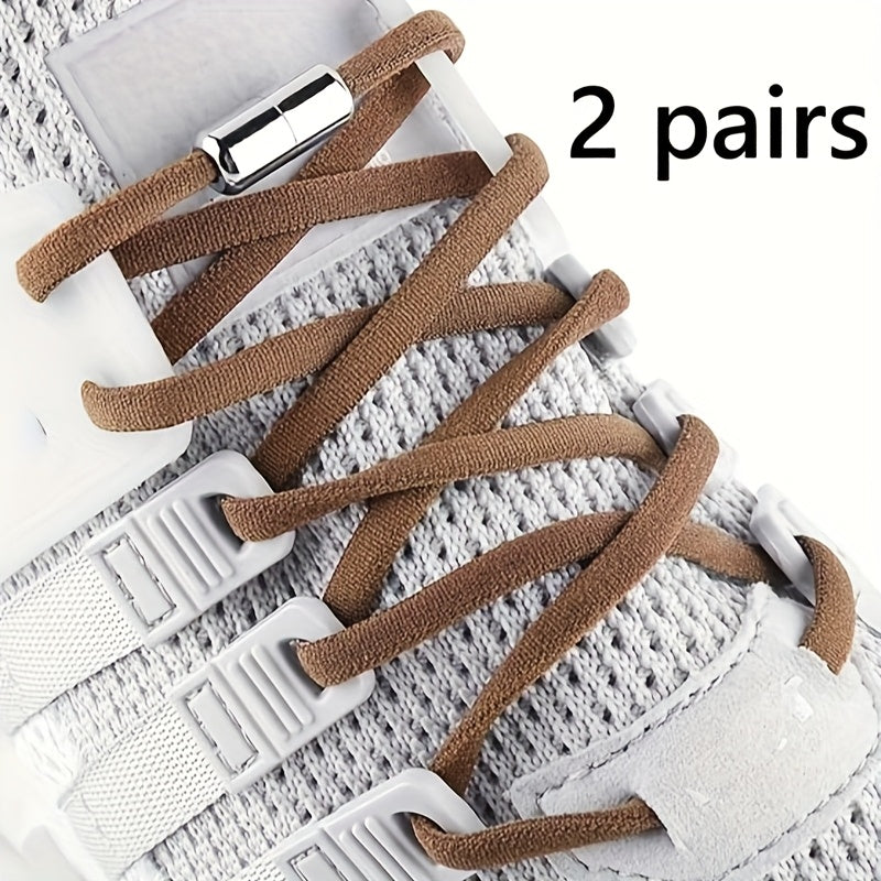 Unisex Elastic No-Tie Shoe Laces with Metal Locks, Washable, Secure Fit