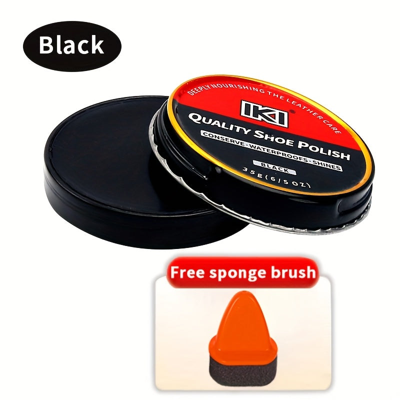 Leather Shoe Care Kit With Polishing Sponge And Wax in Black Brown or Universal