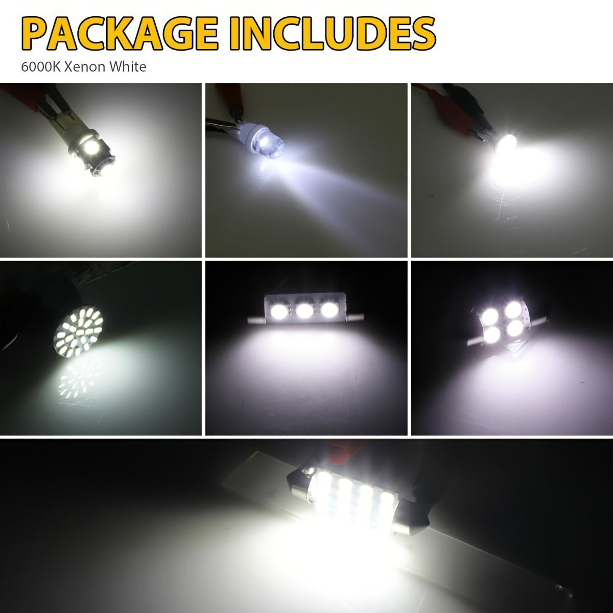 14pcs Car LED Interior Light Set T10 Dual Pointed Non-Battery