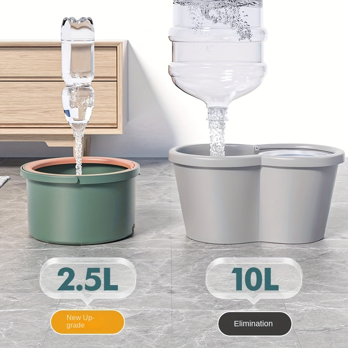 Uy va yotoqxona uchun ideal, ushbu Premium Doira Aylanma Mopa va Chelak To'plami Oson Burish texnologiyasi va Yuvishsiz texnologiyasi bilan ta'minlangan, bu esa pol, plitka, yog'och va laminatlarni oson tozalash imkonini beradi.