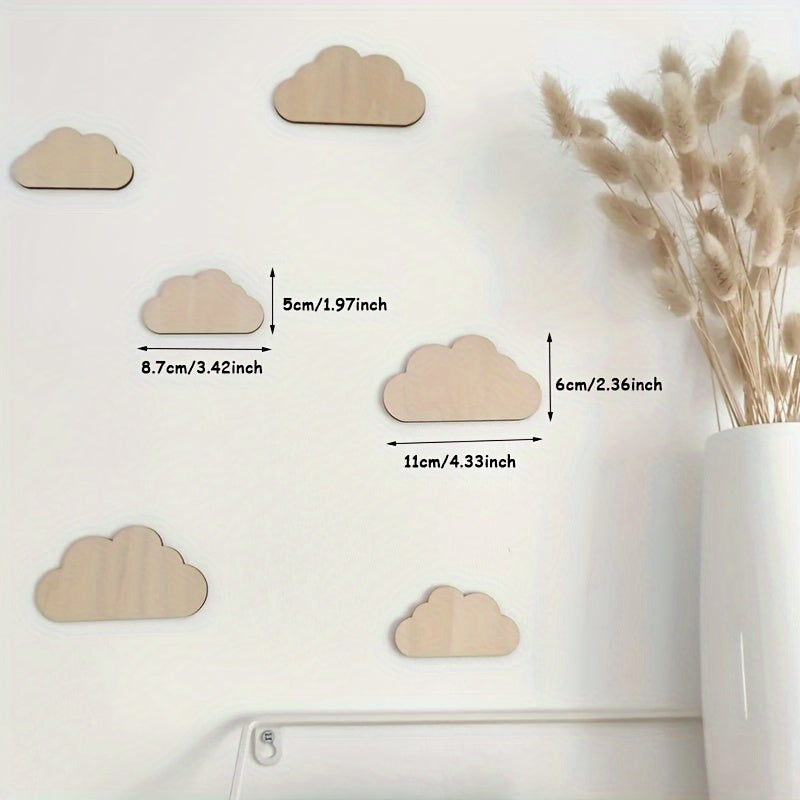 2, 3 yoki 6 ta Yog'och Mini Devor Stiker Dekoratsiyalari to'plami, Qushlar, Bulutlar va Gullar bilan. Ushbu Qayta ishlatiladigan Yaratijiy Yog'och Devor Dekoratsiyalari bilan Bolangizning Xonasini bezang.