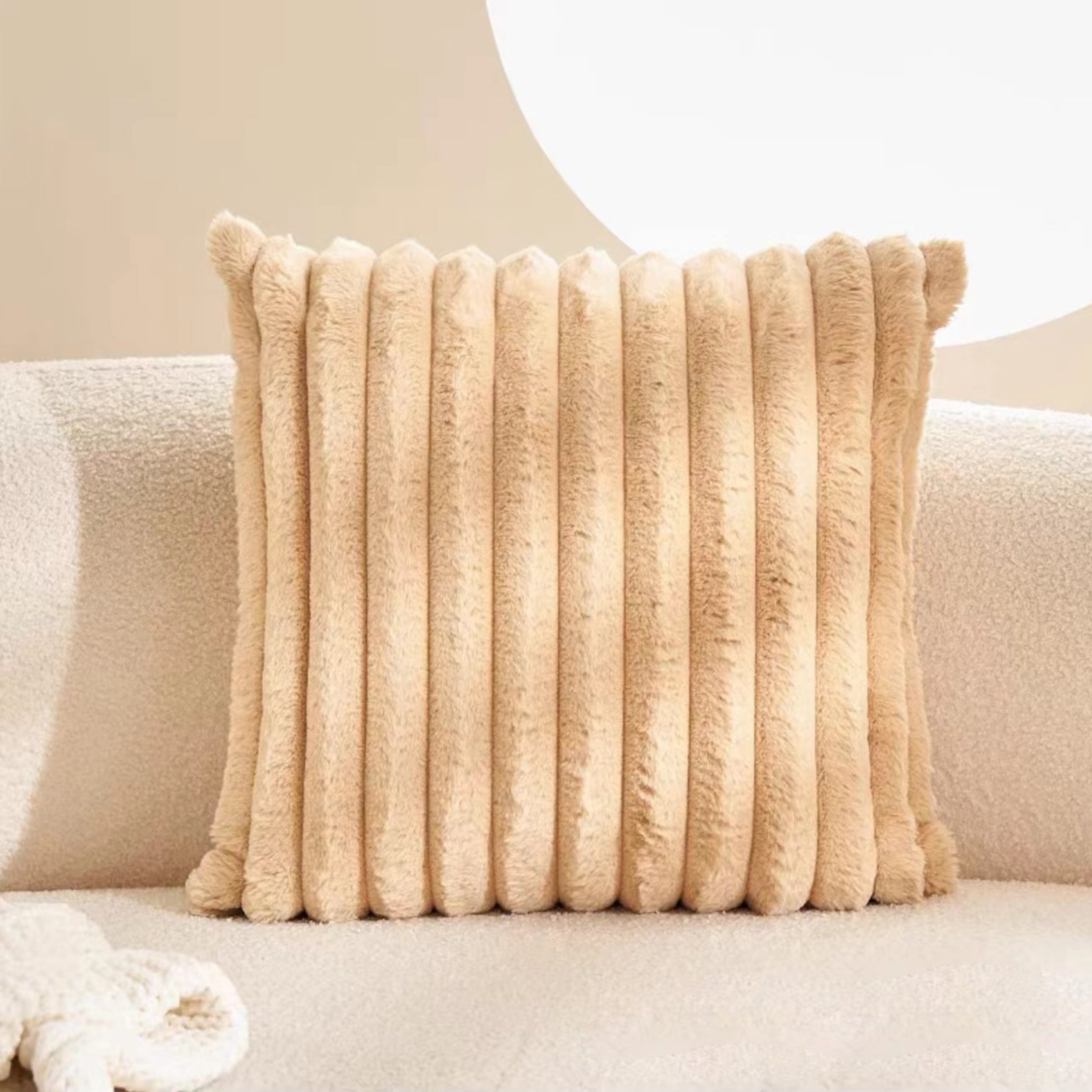 1 штука двусторонние чехлы для подушек из искусственного меха, мягкие полосатые чехлы для дивана, кровати, домашнего декора. Наполнитель подушки не включен.