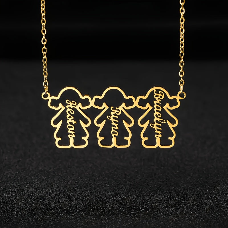 Personalized Stainless Steel Pendant Necklace with Multiple Names for Women