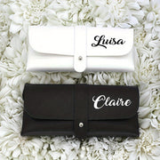 Estuche personalizado de cuero sintético para gafas con nombre personalizado para mujeres, soporte elegante para gafas, regalo