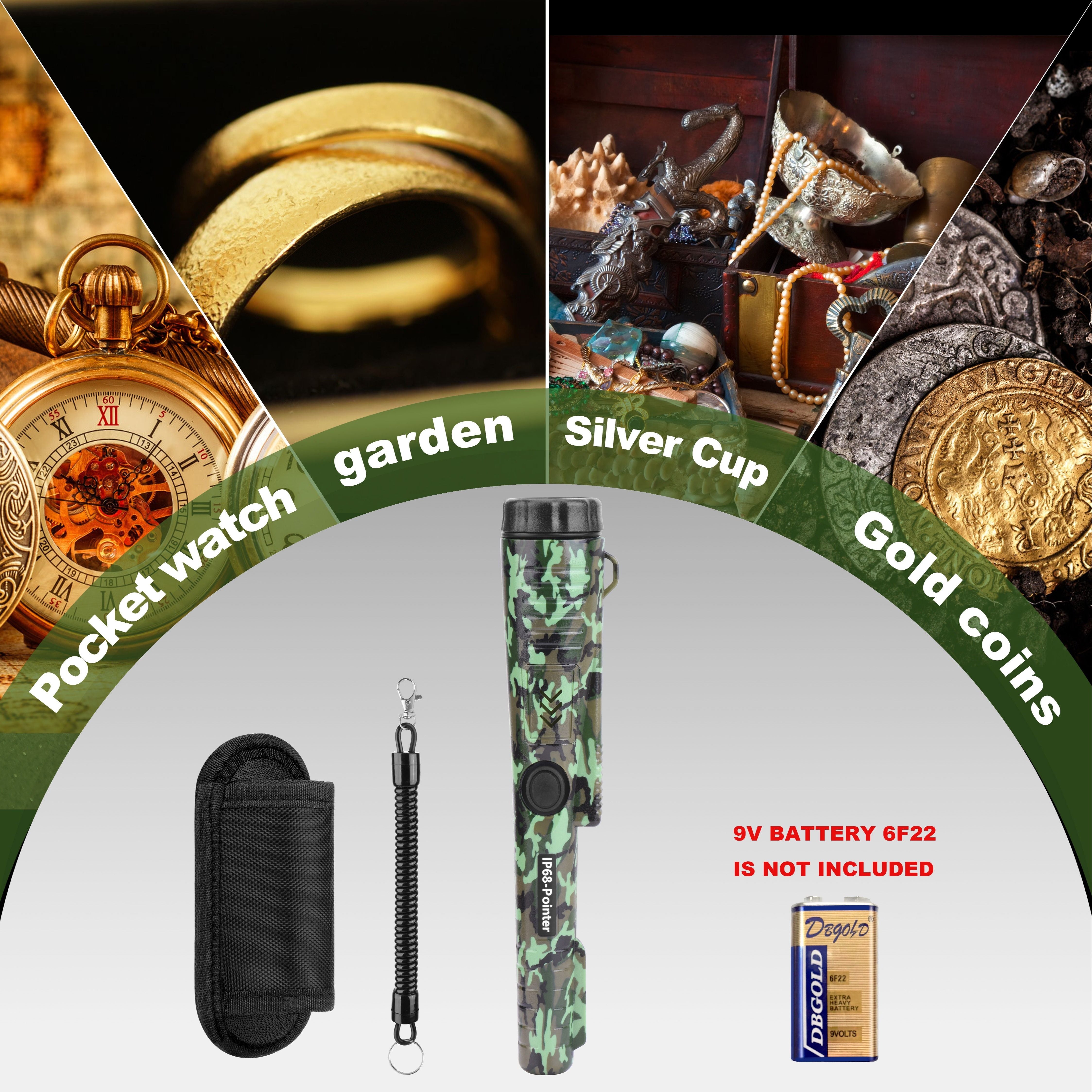 Handheld Metal Detector with High Sensitivity 360° Detection LED Light Vibration Audio Alerts Battery Operated