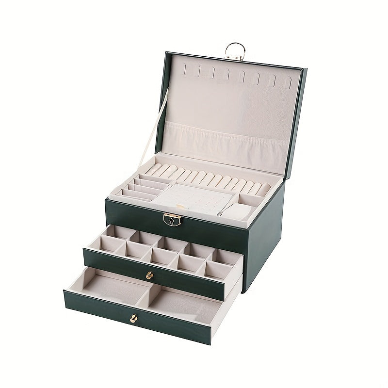 Caja de almacenamiento de joyas con gran capacidad, organizador de varias capas para collares y anillos
