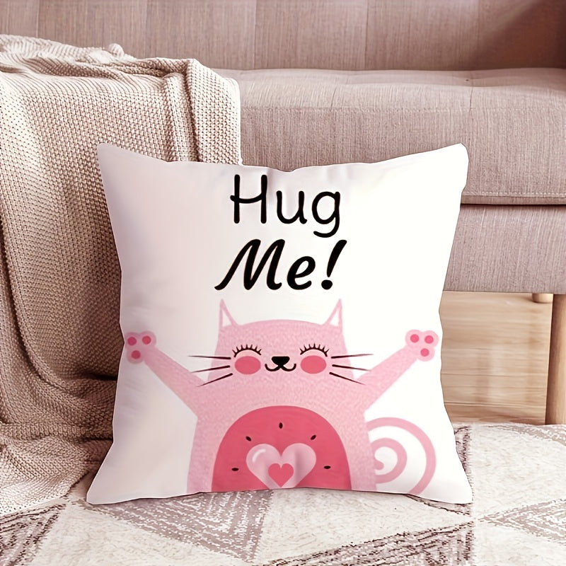 Washable Polyester Cushion Cover Valentine's Day Soft Plush Throw Pillow 45.72x45.72 cm