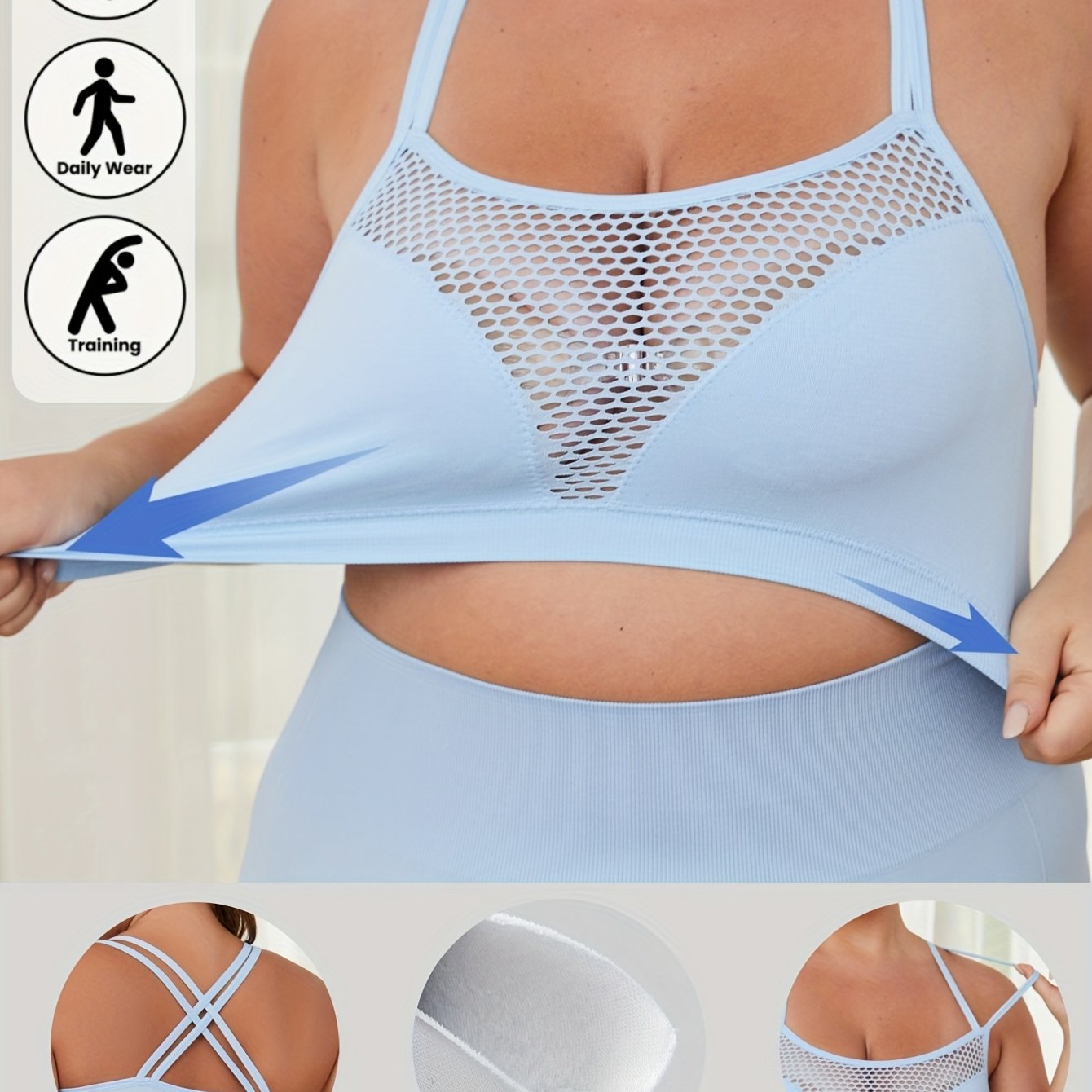Plus-Size Seamless Sports Bra for Women Breathable Double Shoulder Design