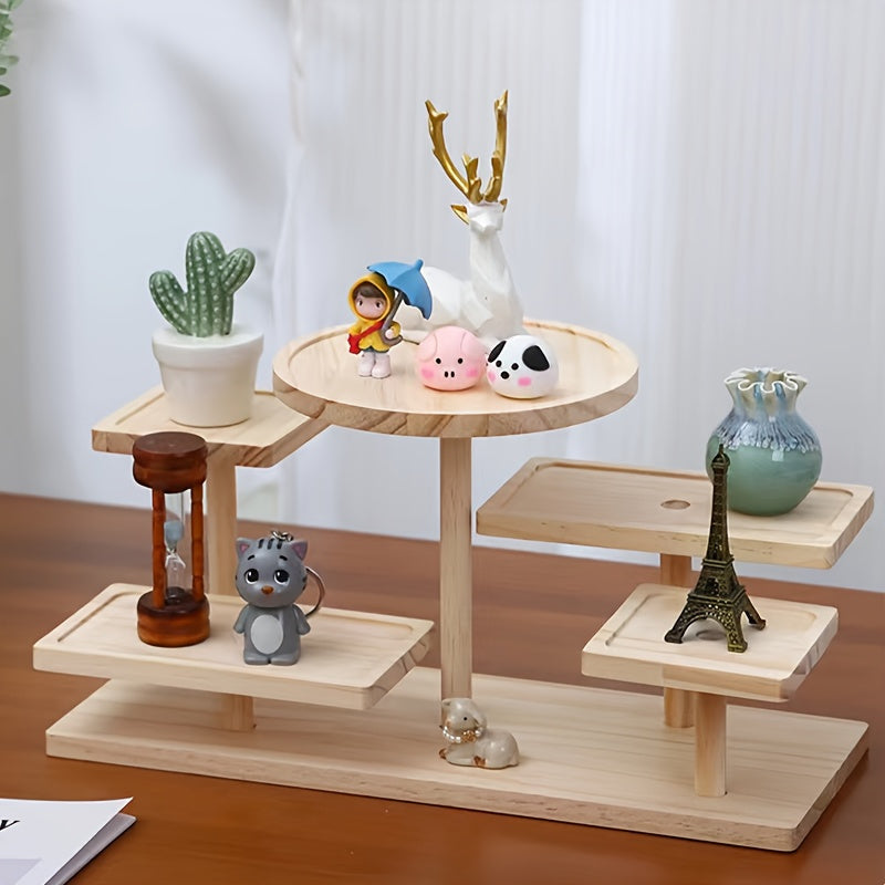 Wooden Tiered Display Stand for Plants Snacks and Decor Home Office Dorm