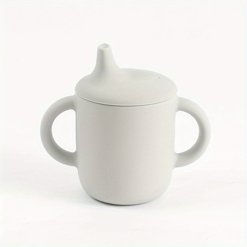 Children's Silicone Drinking Cup Double Handle Baby Food Water Bottle