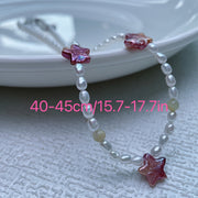 "Цепочка на ключицу из 925-й стерлинговой серебра с фиолетовым барочным звездным кулоном и богемным ожерельем из пресноводных жемчужин - идеально подходит в качестве подарка на День святого Валентина и для повседневных нарядов, с маленькими жемчужинами"