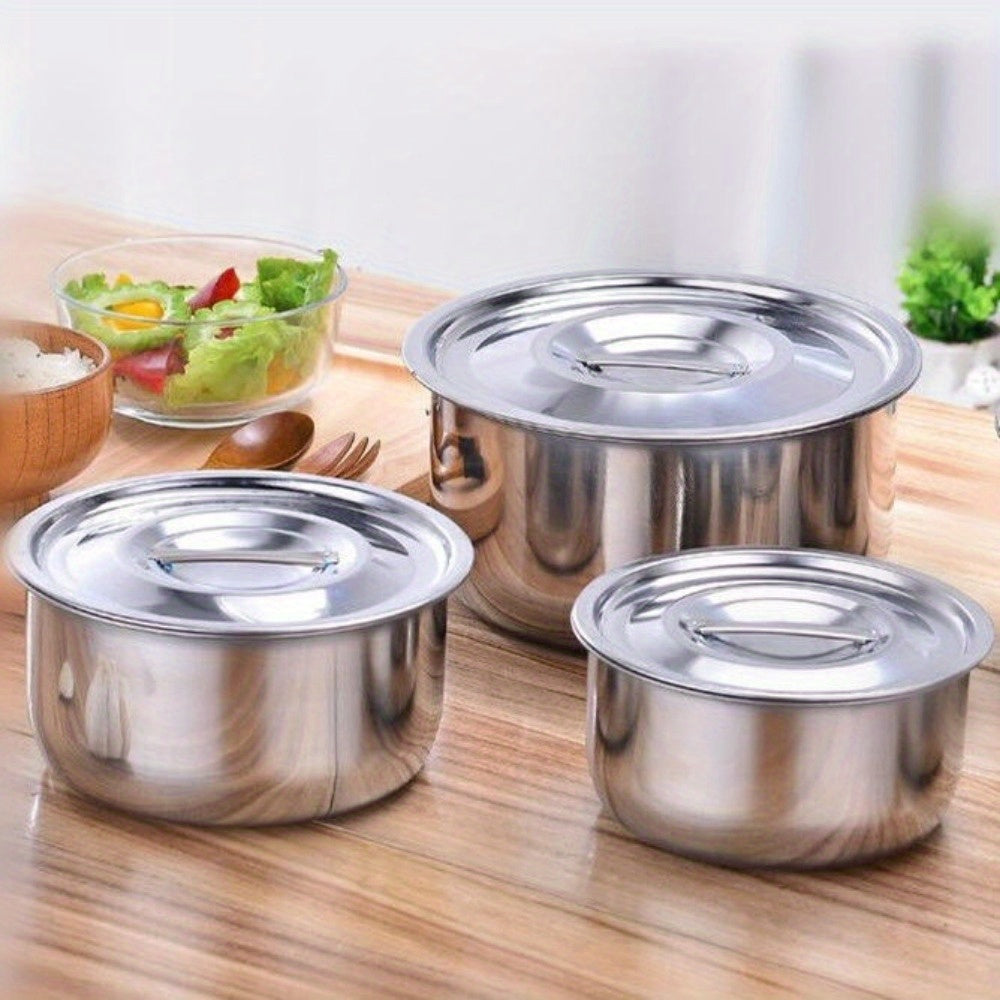 5-Piece Stainless Steel Cooking Pot Set with Lids for Induction Gas Electric