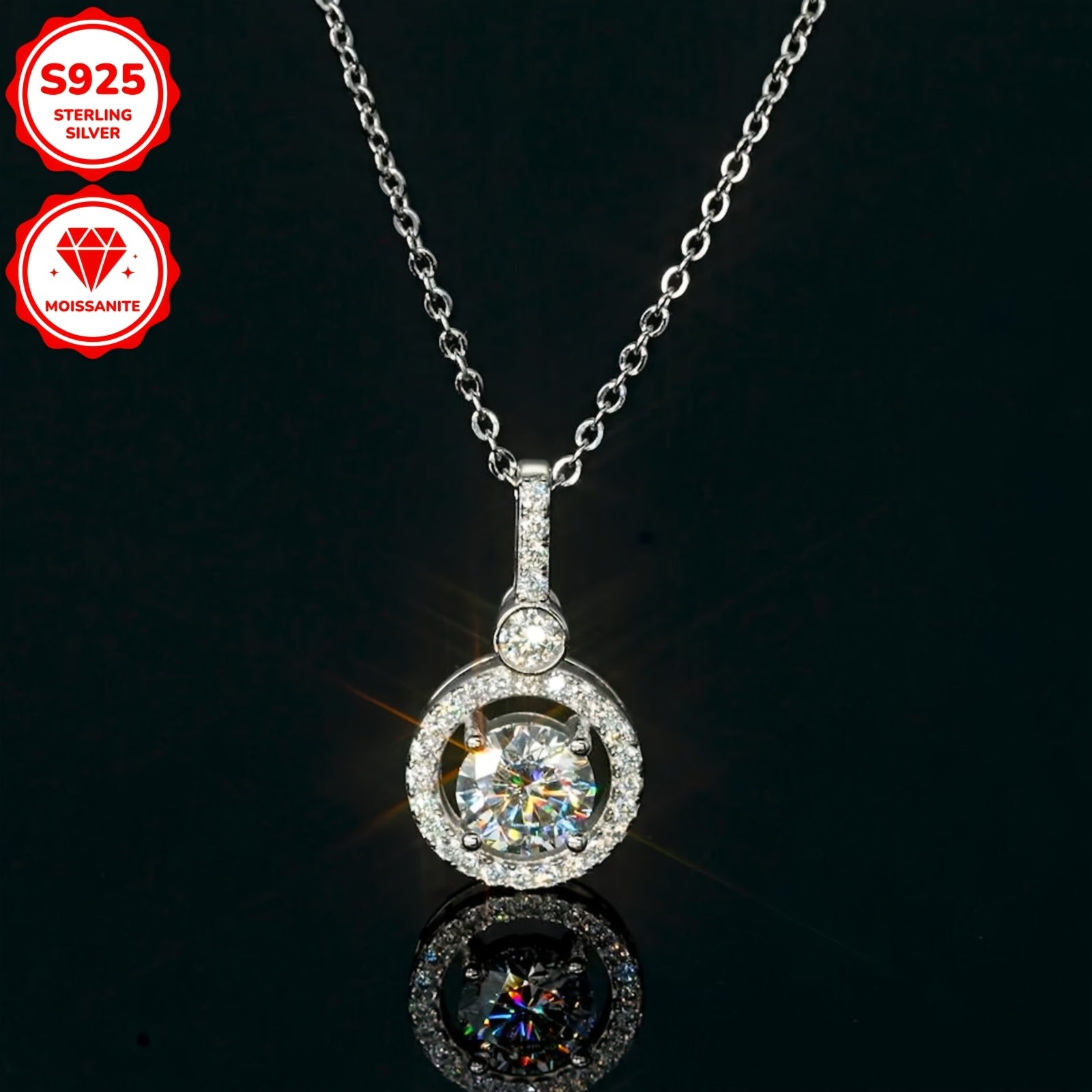 Sterling Silver Pendant with Mozambique Stones 6.5mm and 1.33ct Jewelry for Women