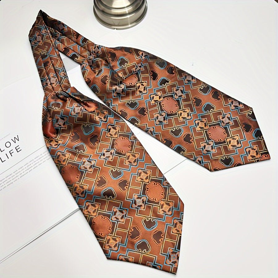 Men's Burgundy Blue Flower Suit Neck Scarf Casual Formal Dress Shirt Accessory