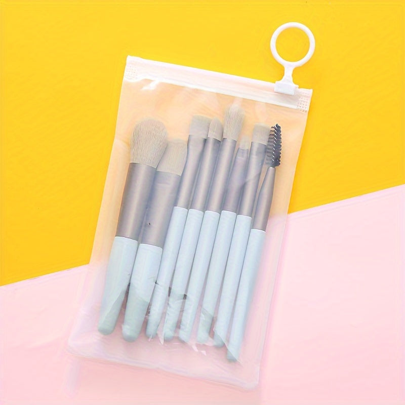 8-Piece Makeup Brush Set for Combination Skin Squirrel Hair Oval Brushes Foundation Eye Shadow Beginner Friendly