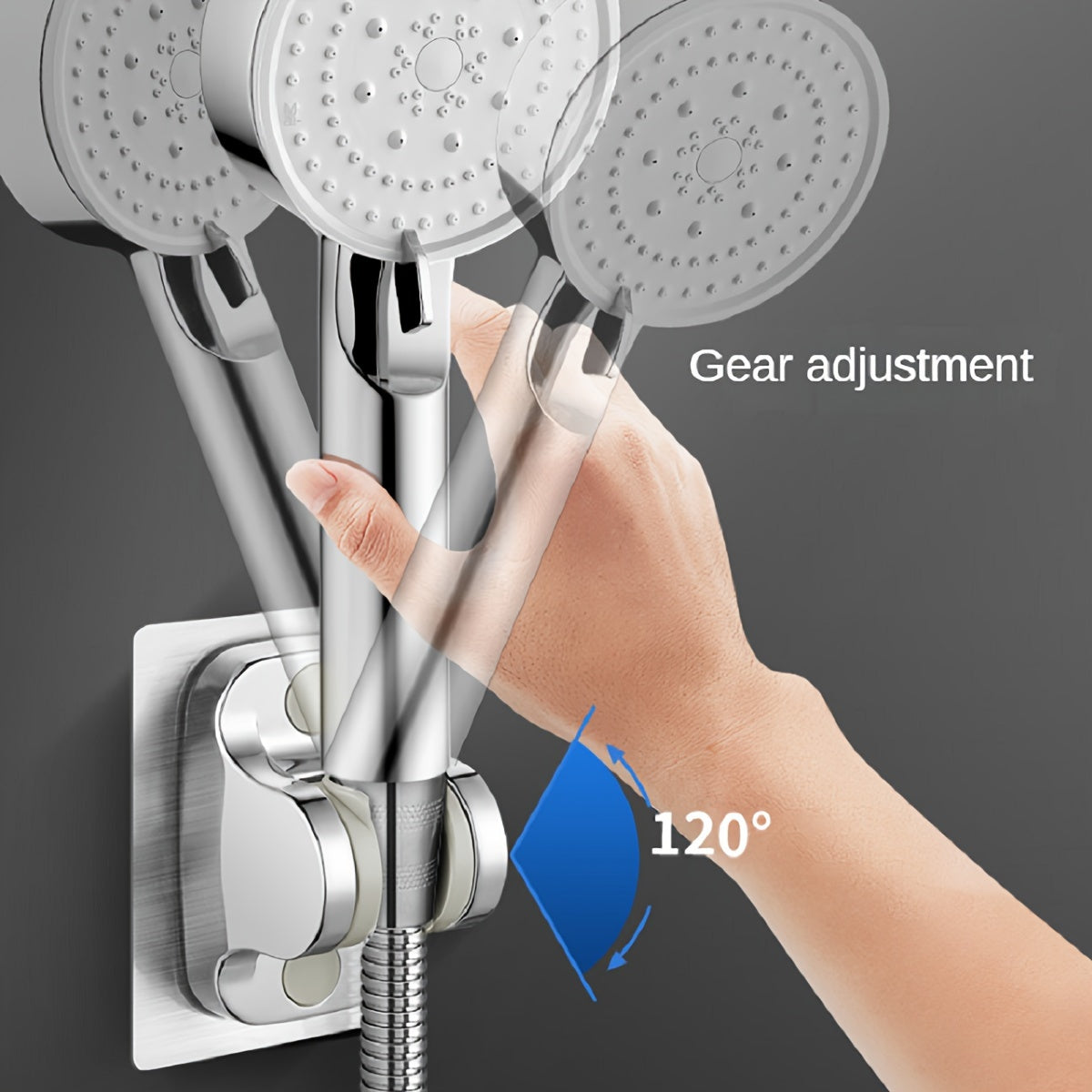 Soporte de ducha ajustable de montaje en pared, plástico, impermeable, a prueba de humedad, rotación de 120°