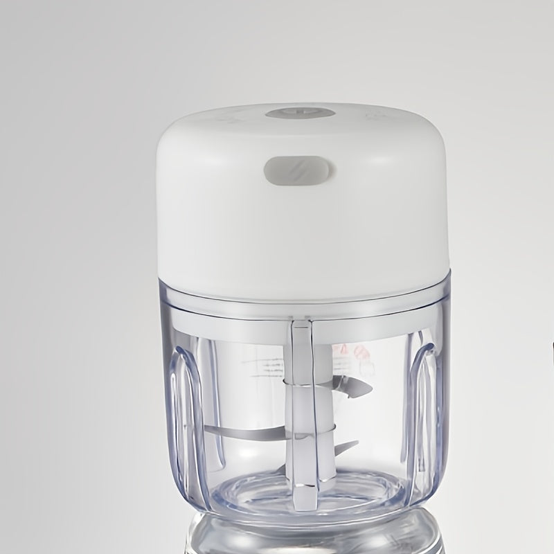 USB rechargeable mini garlic press electric meat chopper transparent design blue LED portable kitchen 100ml 250ml