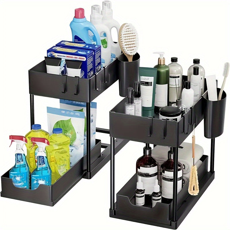 Under Sink Organizer Two-Tier Sliding Cabinet Drawer Kitchen Bathroom Storage