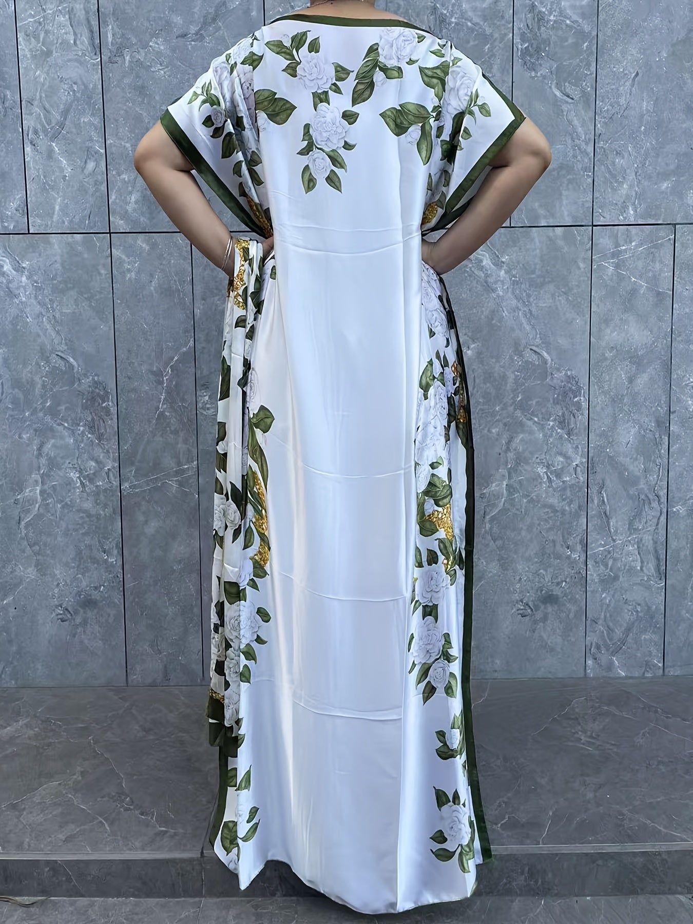 Plus Size Floral Print Longline Dress Breathable Boho Maxi for Women