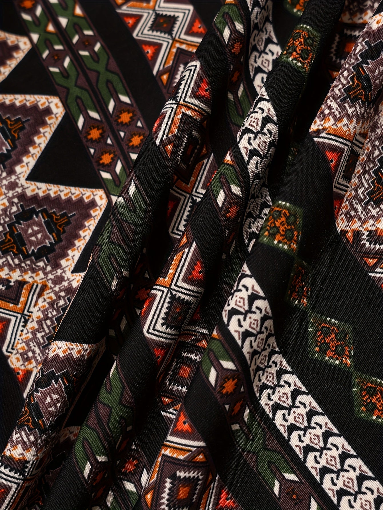 Брюки женские больших размеров с цветными блоками и геометрическим принтом - легкие, с регулируемым поясом