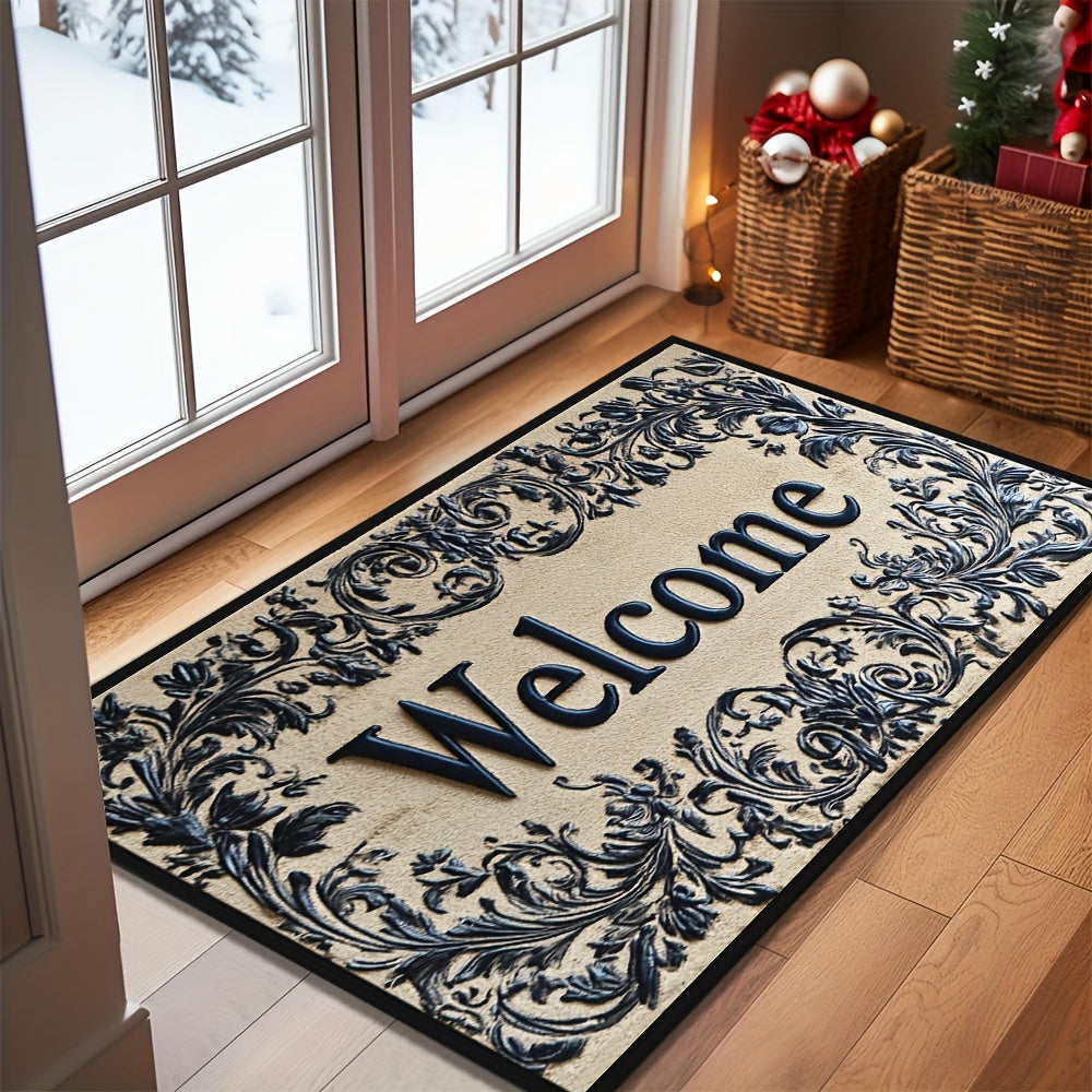 Braided Welcome Doormat Slip-Resistant Easy to Clean Rubber Backing Indoor Outdoor Decor