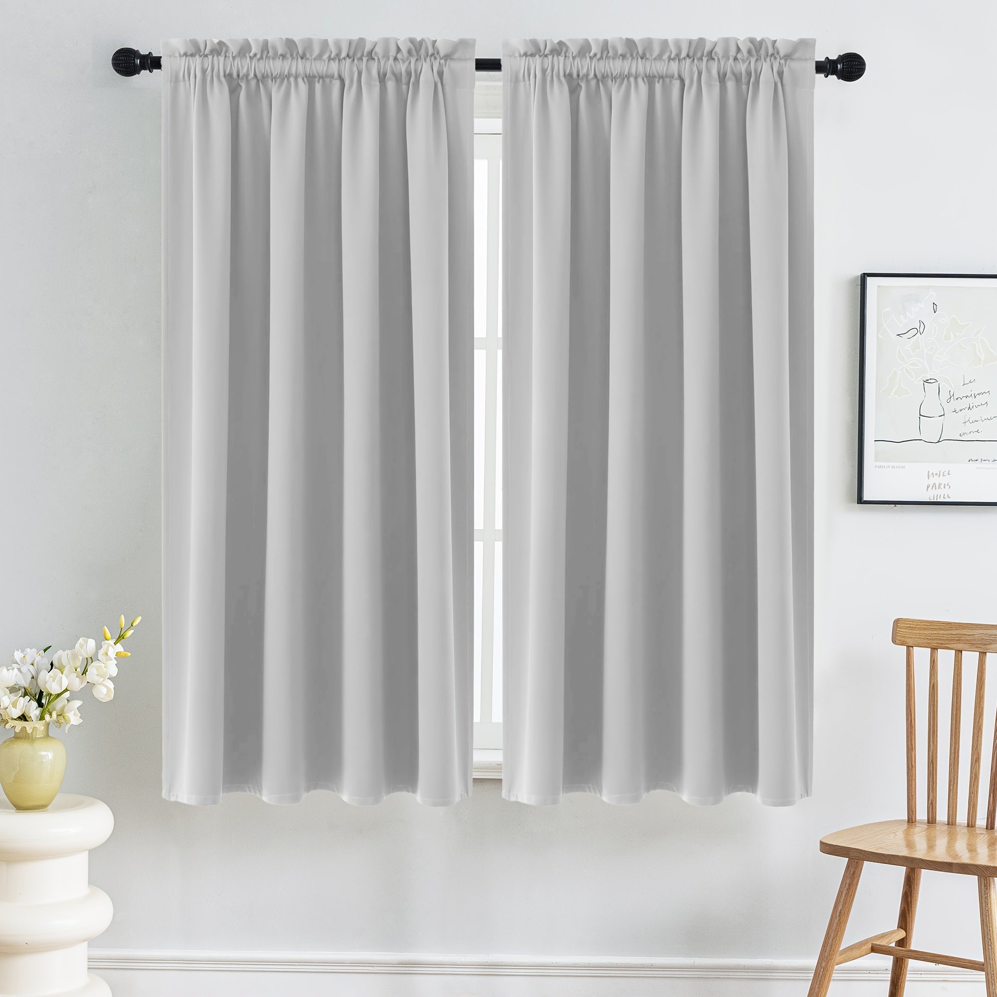 Набор из 2 штор Navy Blue Blackout с изоляцией, блокировкой УФ, устойчивых к выцветанию, с карманом для штанги