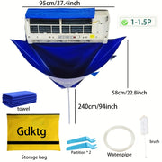 Hanging Air Conditioner Cleaning Cover 95/130cm Dust Removal Kit with Brush Towel Water Pipe