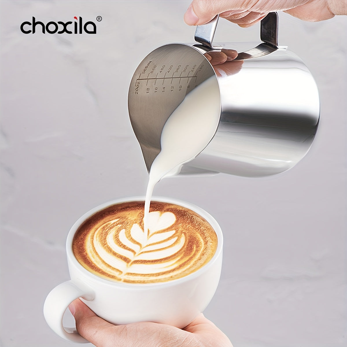 Stainless Steel Milk Frothing Pitcher 20oz Steaming Cup for Lattes and Cappuccinos