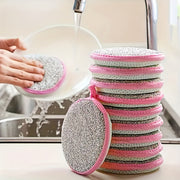 Natural Sponge Scrubbers 5-Pack Dual-Sided Non-Scratch Cleaning Pads for Kitchen Bathroom Outdoor