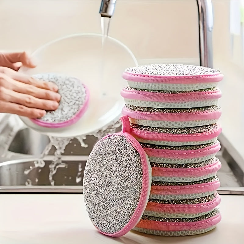 Natural Sponge Scrubbers 5-Pack Dual-Sided Non-Scratch Cleaning Pads for Kitchen Bathroom Outdoor