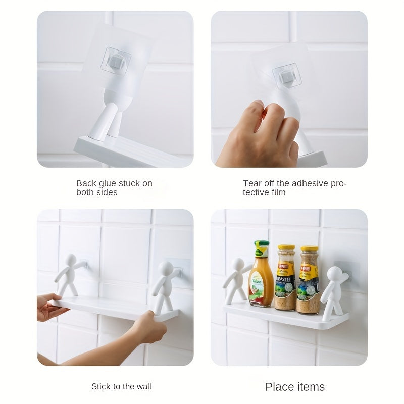 Estante de plástico para baño con figuras humanoides para organización