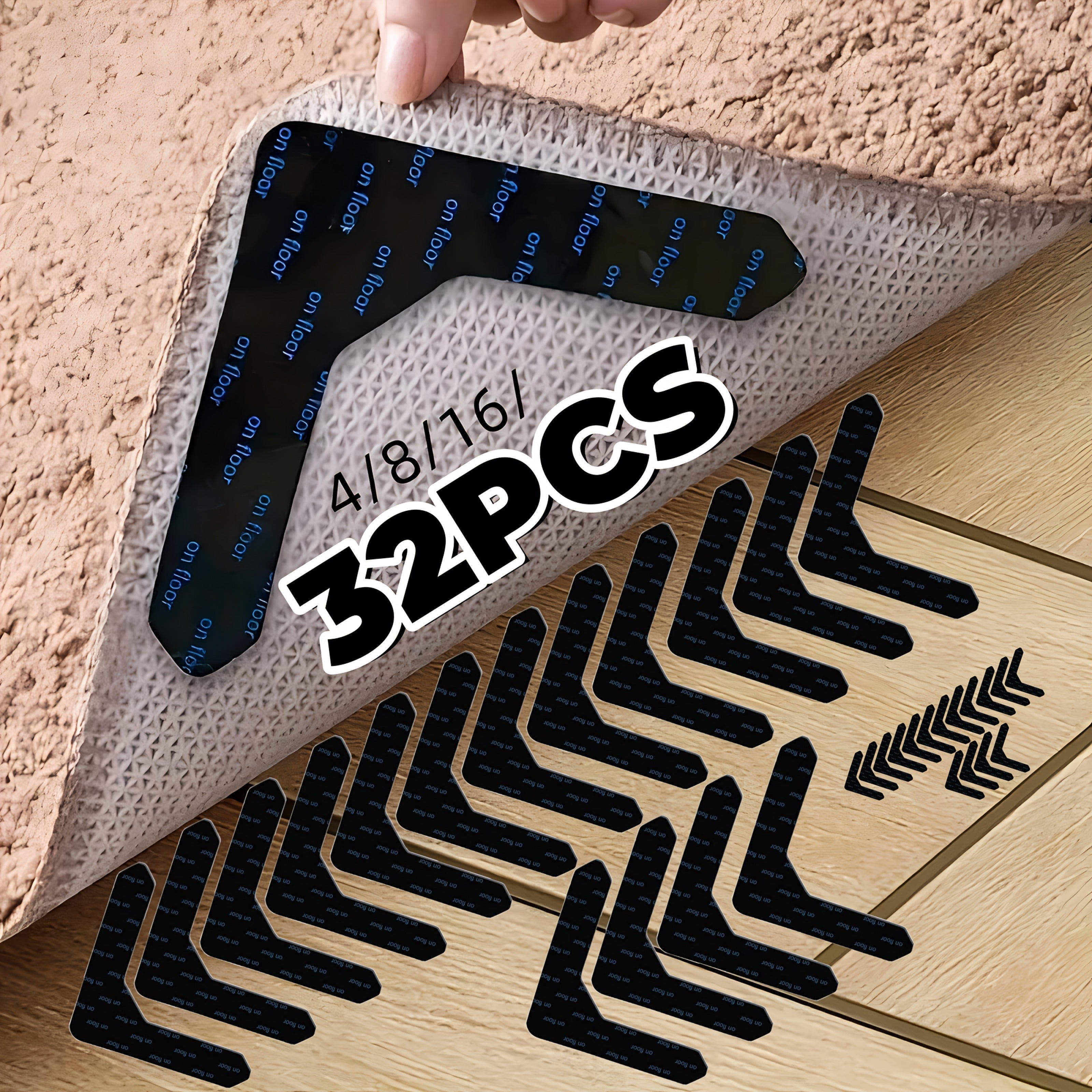 Qora akril mato lenta yopishqoqsiz yuviladigan gilam tutqichlari yog'och pol uchun