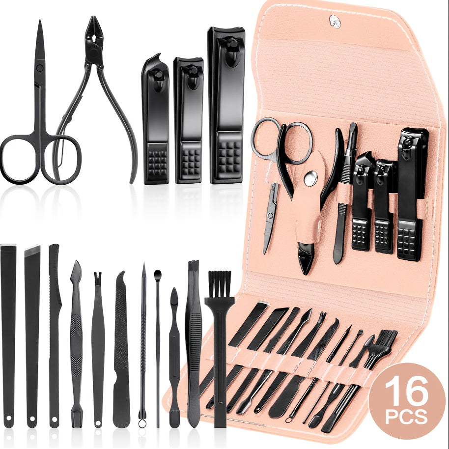 16/19pcs Stainless Steel Manicure Set for Men and Women Travel with Storage Case