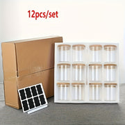 12-Piece Glass Storage Jars with Bamboo Lids Airtight Reusable Kitchen Organizer