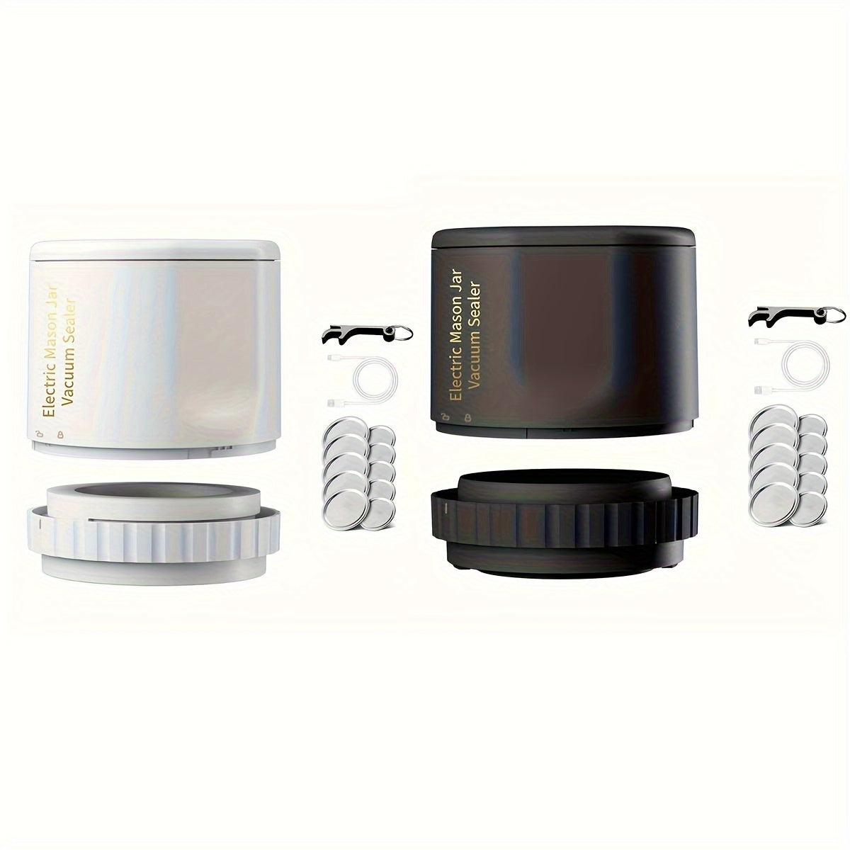 COCOBELA Elektrik Mason Jar Vacuum Sealer Auto Shut-Off bilan, Qayta to'ldiriladigan USB Batareyasi, Raqamli Ko'rsatkich, Oddiy va Keng Bo'yinli Bankalar bilan mos, Ikki qatlamli Yopish Ringi, Portativ Oziq-ovqat