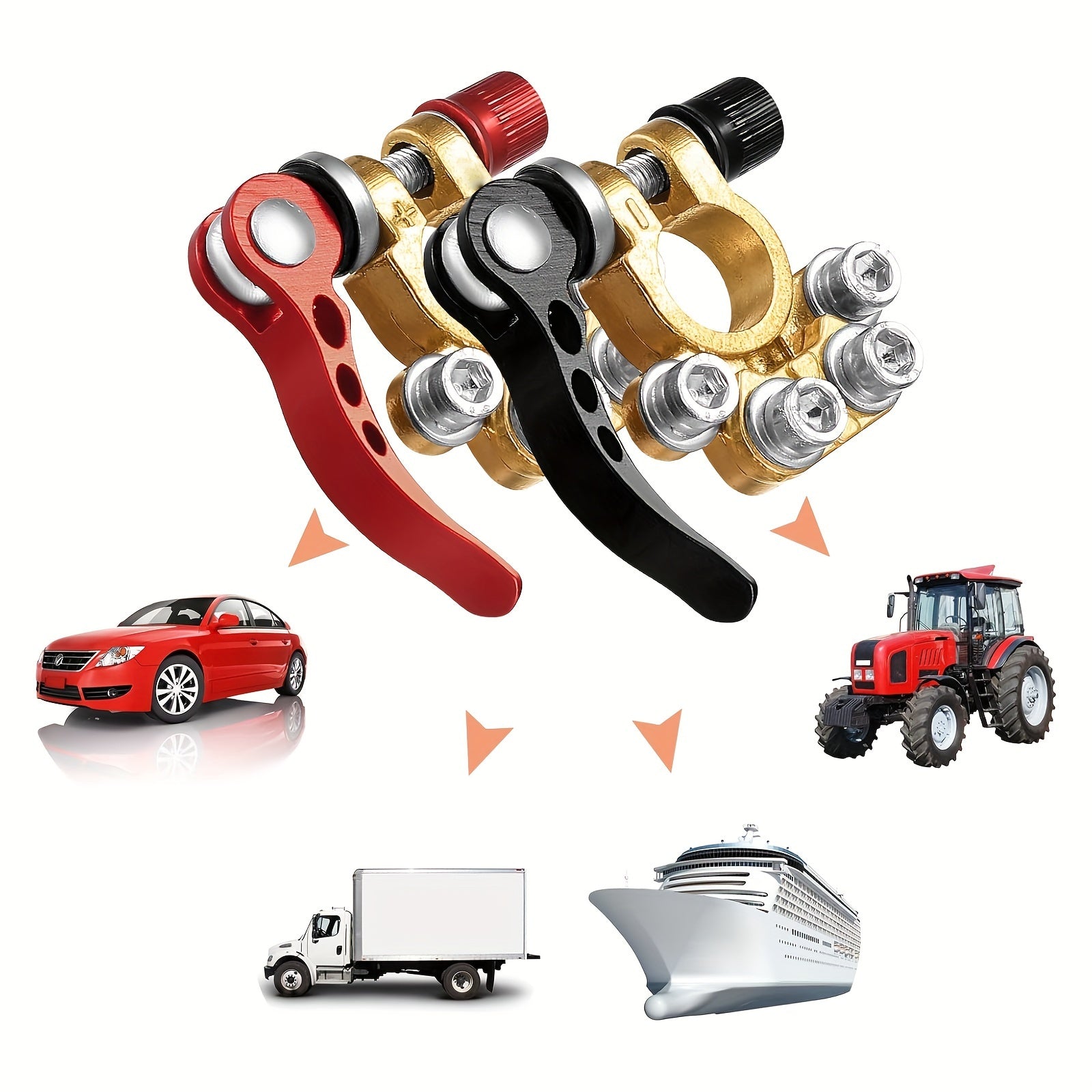 Универсальные зажимы для аккумуляторных клемм, 2 шт., 4-ходной быстросъем для автомобилей