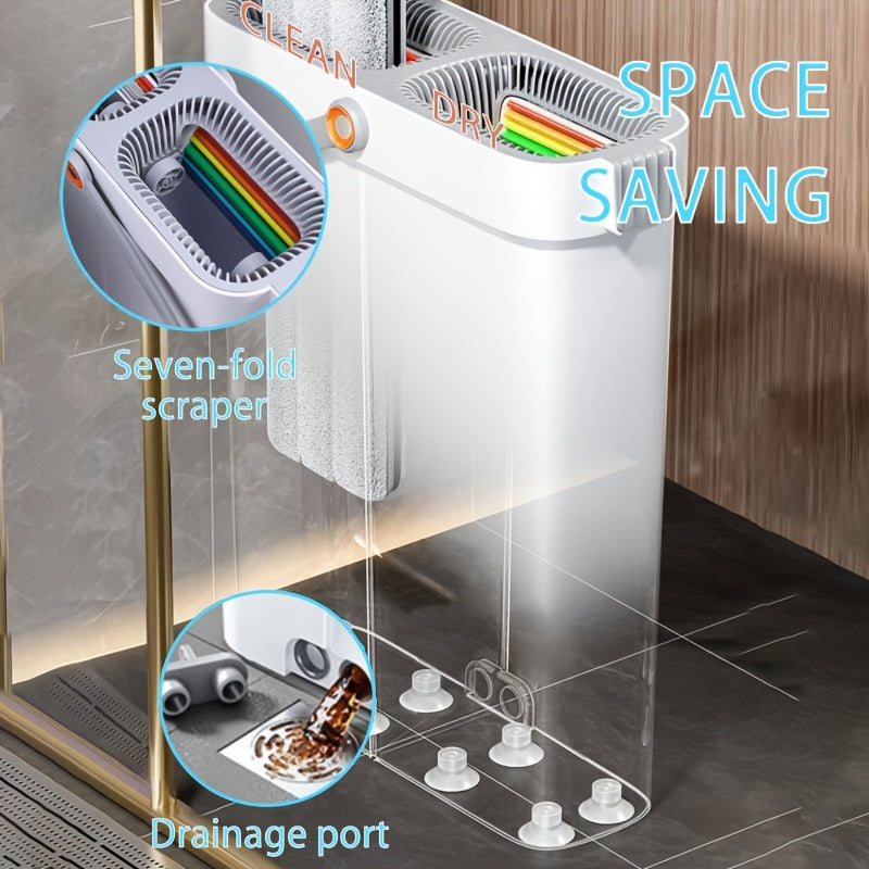 Hand-Free Mop with Long Pole, Large Head, 4 Pads, 360° Rotation