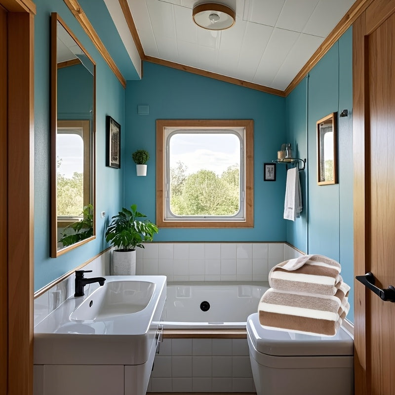 Luxury Striped Bath Towels for RVs Home and Salon Quick-Drying Soft Lightweight