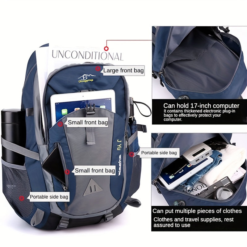 Unisex Camping Backpack Lightweight Zipper Water Bottle Straps Polyester Sports