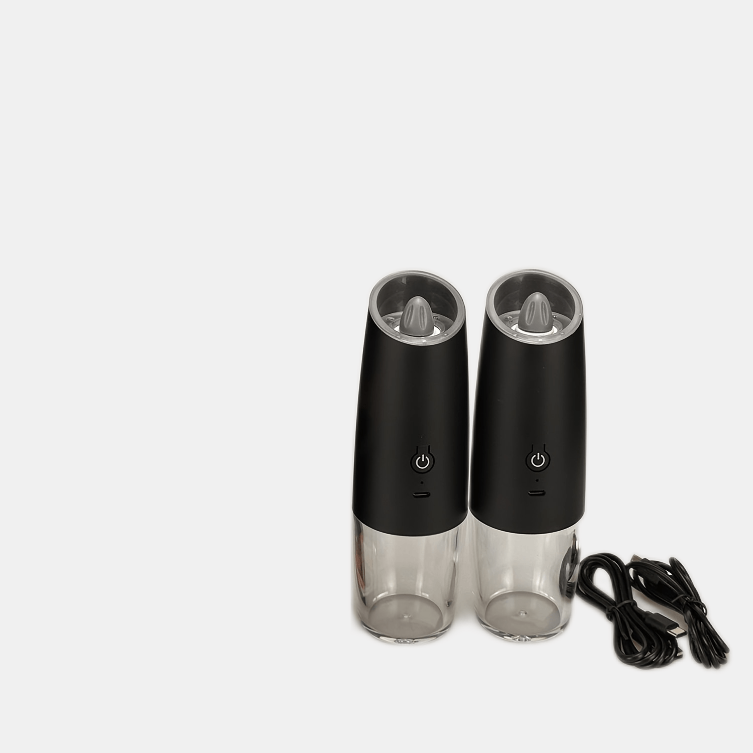 Set of 2 Electric Salt and Pepper Grinders, Rechargeable USB-C, ABS Material