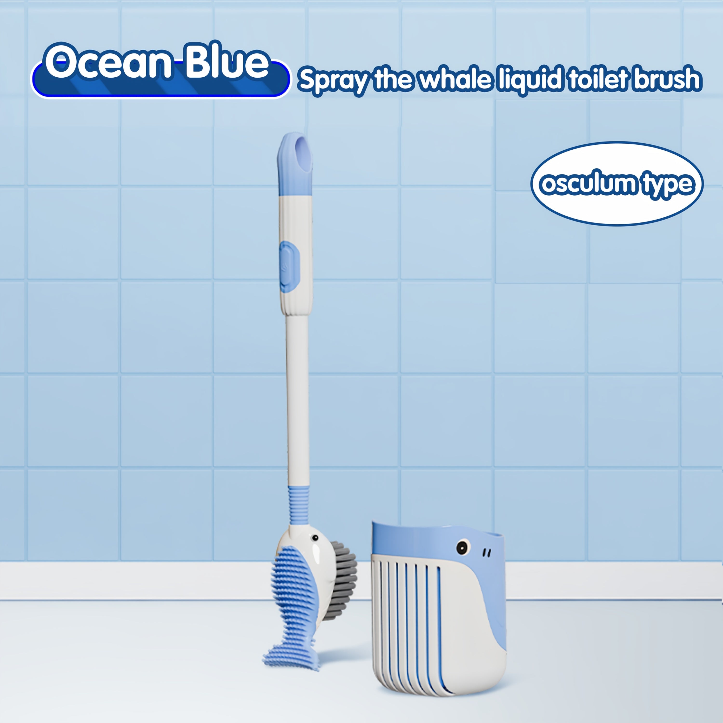 Silicone Whale Toilet Brush with Soap Dispenser and Long Handle