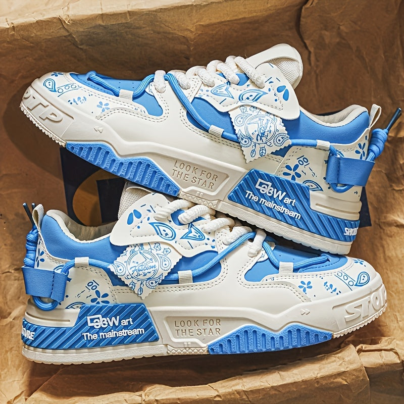 Men's Casual Skateboard Sneakers for Outdoor Sports and Parties Flat Height-Increasing Design