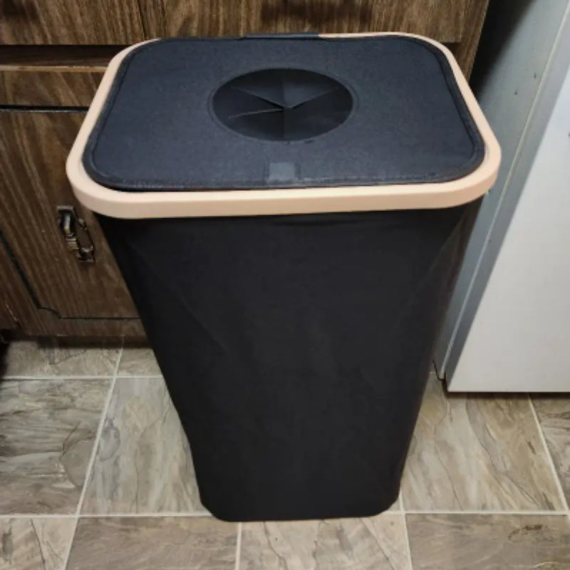 Bamboo Kitchen Recycling Bin 26 Gallon Capacity Removable Tote Bag Indoor Use