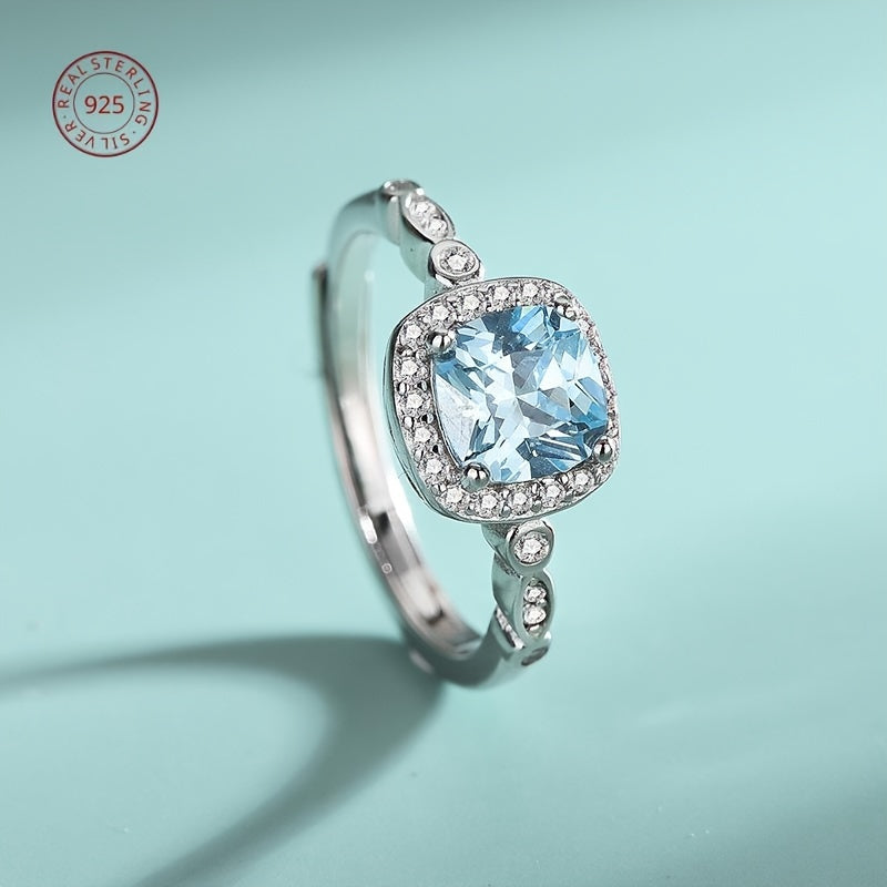 Стильная коллекция украшений, вдохновленная океаном - искусственные декабрьские камни - набор из ожерелья, серег и кольца из серебра 925 пробы с синтетической цирконией и платиновым покрытием для повседневной носки и особых подарков