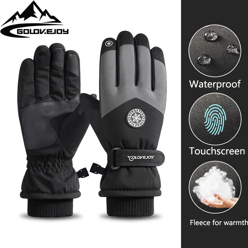 Unisex Ski Gloves Warm Touch Screen Non-Slip Adjustable Closure for Cold Weather